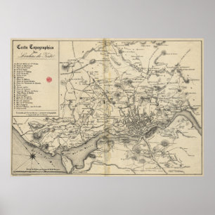 Vintage Map of Porto Portugal (1835) Poster