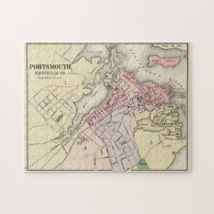 Vintage Map of Portsmouth NH (1877) Jigsaw Puzzle