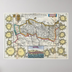 Vintage Map of Portugal (1747) Poster