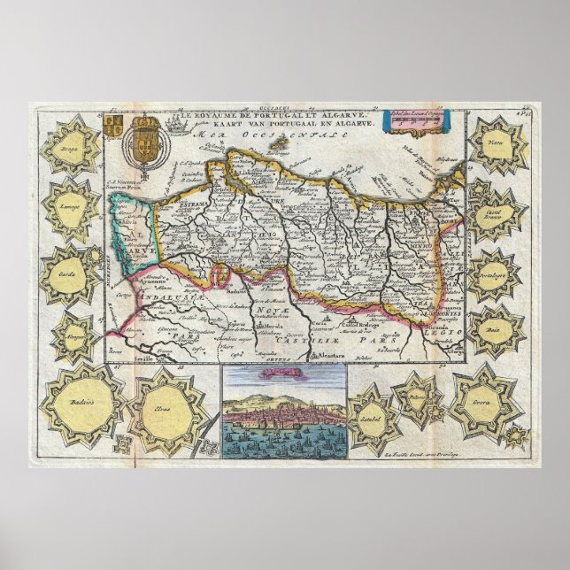 Vintage Map of Portugal (1747) Poster (Front)