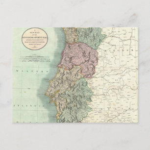 Vintage Map of Portugal (1801) Postcard