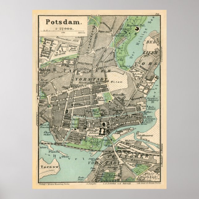 Vintage Map of Potsdam Germany (1898) Poster (Front)