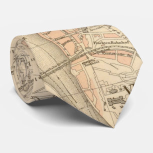 Vintage Map of Prague (1882) Tie