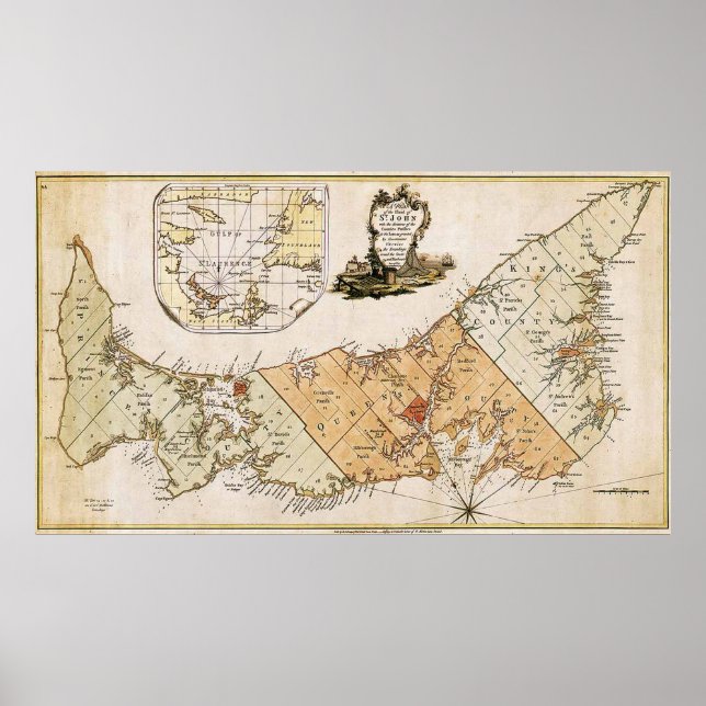 Vintage Map of Prince Edward Island (1775) Poster (Front)
