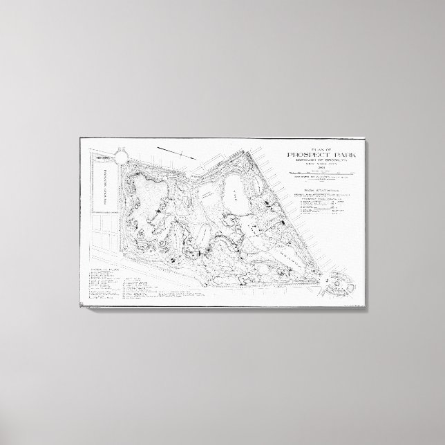 Vintage Map of Prospect Park (1901) Canvas Print (Front)