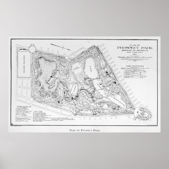 Vintage Map of Prospect Park (1901) Poster (Front)