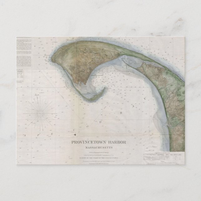 Vintage Map of Provincetown Postcard (Front)