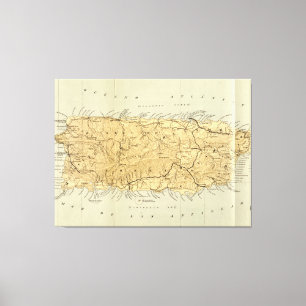 Vintage Map of Puerto Rico (1898) Canvas Print