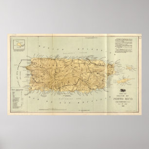 Vintage Map of Puerto Rico (1898) Poster