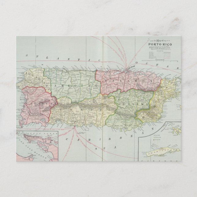 Vintage Map of Puerto Rico (1901) Postcard (Front)