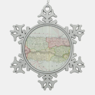 Vintage Map of Puerto Rico (1901) Snowflake Pewter Christmas Ornament