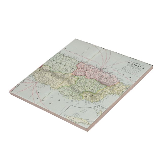 Vintage Map of Puerto Rico (1901) Tile (Side)