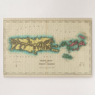 Vintage Map of Puerto Rico & Virgin Islands (1822) Jigsaw Puzzle