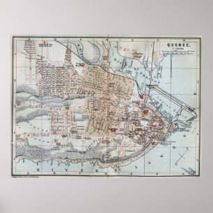 Vintage Map of Quebec City (1894) Poster