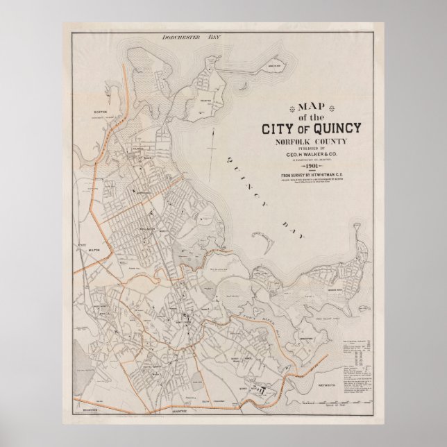 Vintage Map of Quincy MA (1901) Poster (Front)