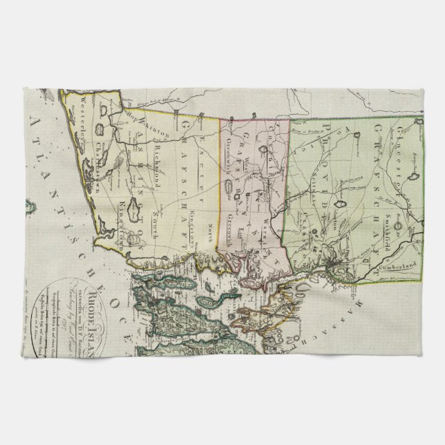 Vintage Map of Rhode Island (1797) Tea Towel (Horizontal)
