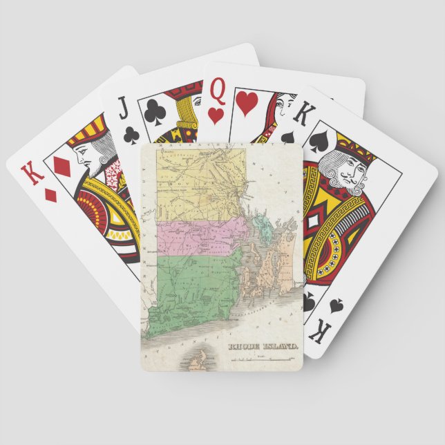 Vintage Map of Rhode Island (1827) Playing Cards (Back)