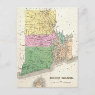 Vintage Map of Rhode Island (1827) Postcard
