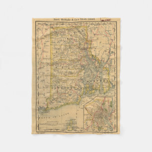Vintage Map of Rhode Island (1875) Fleece Blanket