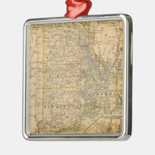 Vintage Map of Rhode Island (1875) Metal Tree Decoration