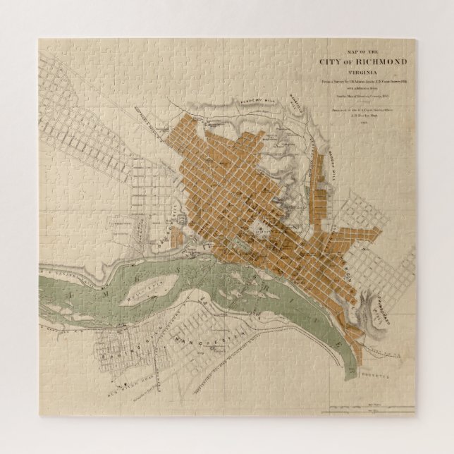 Vintage Map of Richmond VA (1864) Jigsaw Puzzle (Vertical)
