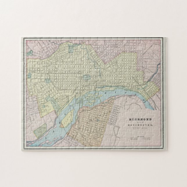 Vintage Map of Richmond VA (1901) Jigsaw Puzzle (Horizontal)