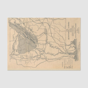 Vintage Map of River System of Alabama (1887) Tissue Paper