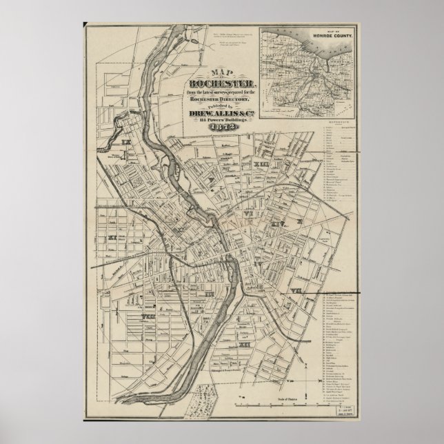 Vintage Map of Rochester NY (1872) Poster (Front)