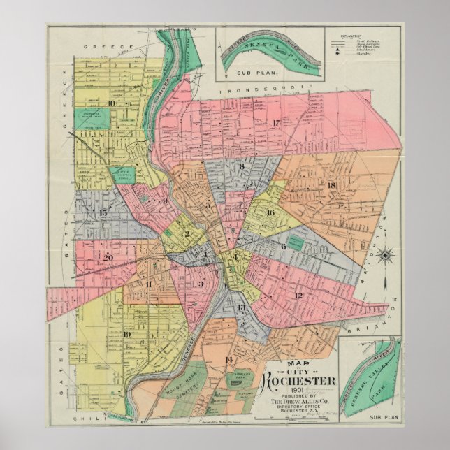 Vintage Map of Rochester NY (1901) Poster (Front)