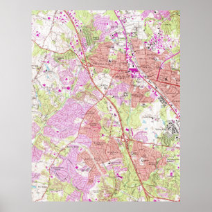 Vintage Map of Rockville Maryland (1965) Poster