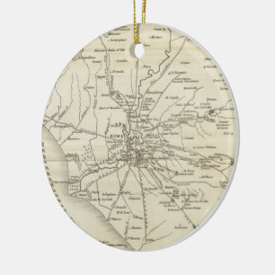 Vintage Map of Rome Italy (1821) Ceramic Tree Decoration