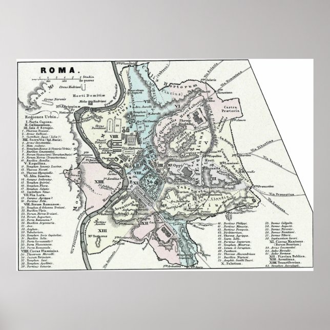 Vintage Map of Rome Italy (1862) Poster (Front)