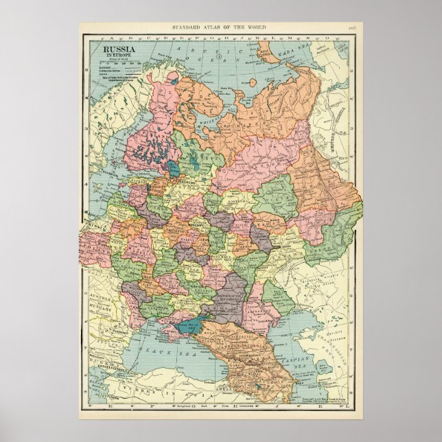 Vintage Map of Russia Poster (Front)