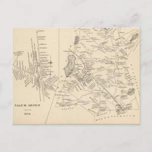 Vintage Map of Salem Massachusetts (1892) Postcard