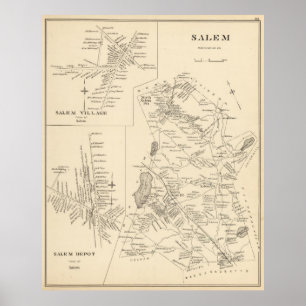Vintage Map of Salem Massachusetts (1892) Poster