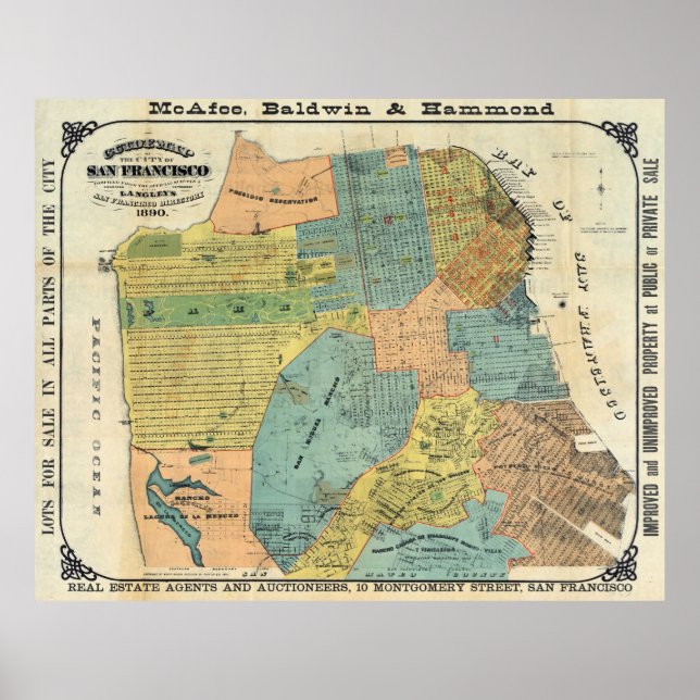 Vintage Map of San Francisco (1890) Poster (Front)