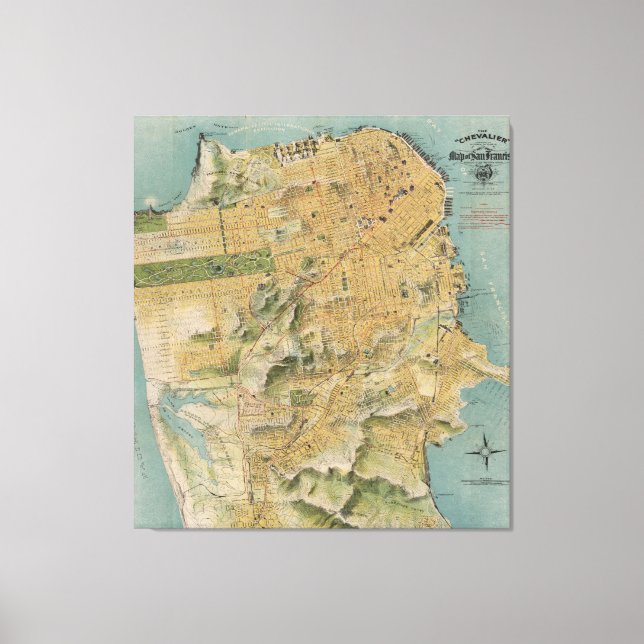 Vintage Map of San Francisco (1915) Canvas Print (Front)