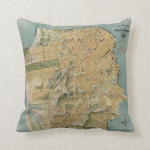 Vintage Map of San Francisco (1915) Cushion