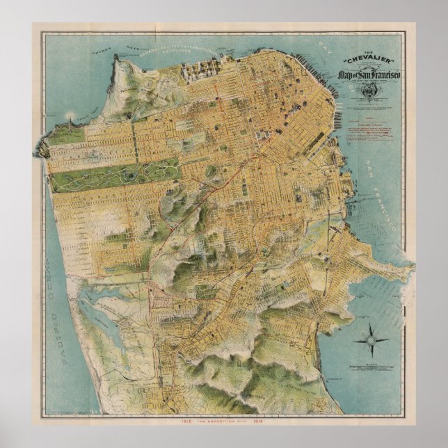Vintage Map of San Francisco (1915) Poster (Front)