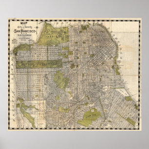 Vintage Map of San Francisco (1932) Poster