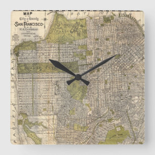 Vintage Map of San Francisco (1932) Square Wall Clock