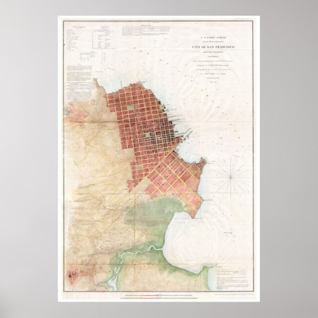 Vintage Map of San Francisco CA (1853) Poster (Front)