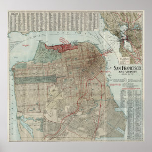 Vintage Map of San Francisco CA (1914) Poster
