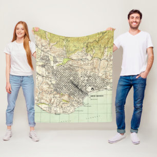 Vintage Map of Santa Barbara California (1944) Fleece Blanket