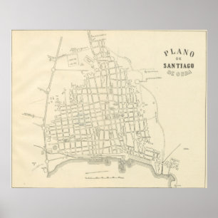 Vintage Map of Santiago de Cuba (1899) Poster
