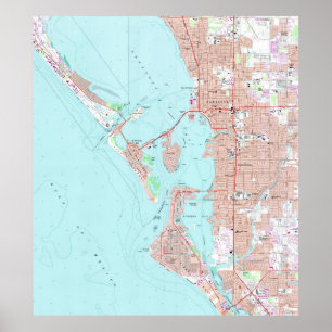Vintage Map of Sarasota Florida (1973) Poster