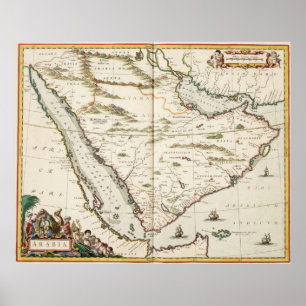 Vintage Map of Saudi Arabia (1662) Poster