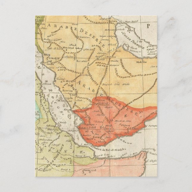 Vintage Map of Saudi Arabia (1780) Postcard (Front)