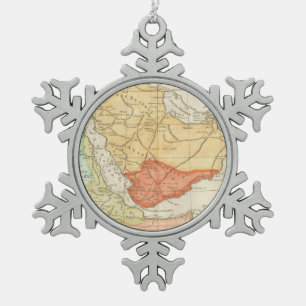 Vintage Map of Saudi Arabia (1780) Snowflake Pewter Christmas Ornament