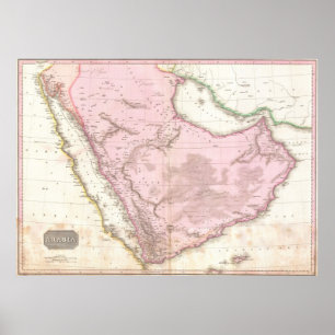 Vintage Map of Saudi Arabia (1818) Poster